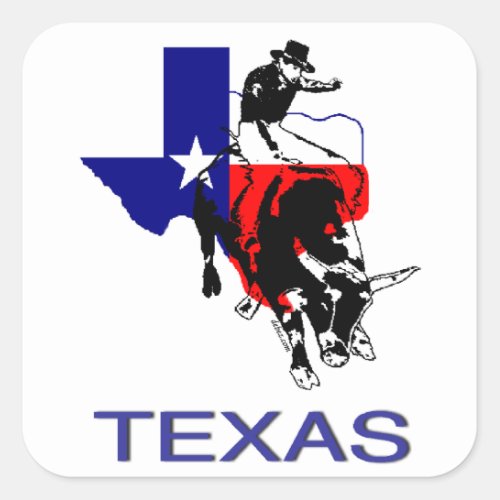 State of Texas Rodeo Bull Rider Square Sticker