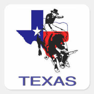 State of Texas Rodeo Bull Rider Square Sticker
