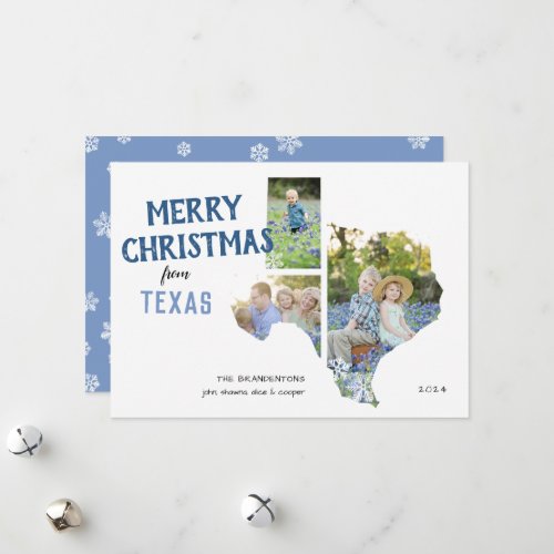 State of Texas Three Photo Christmas Holiday Card