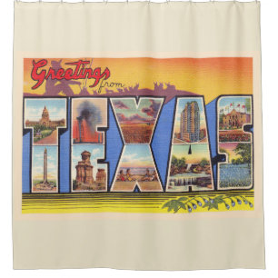 State of Texas TX Vintage Large Letter Postcard Shower Curtain