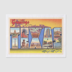 State of Texas TX Vintage Large Letter Postcard Tissue Paper