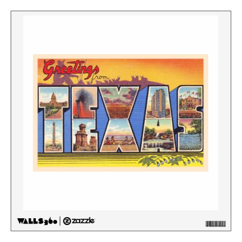 State of Texas TX Vintage Large Letter Postcard Wall Decal