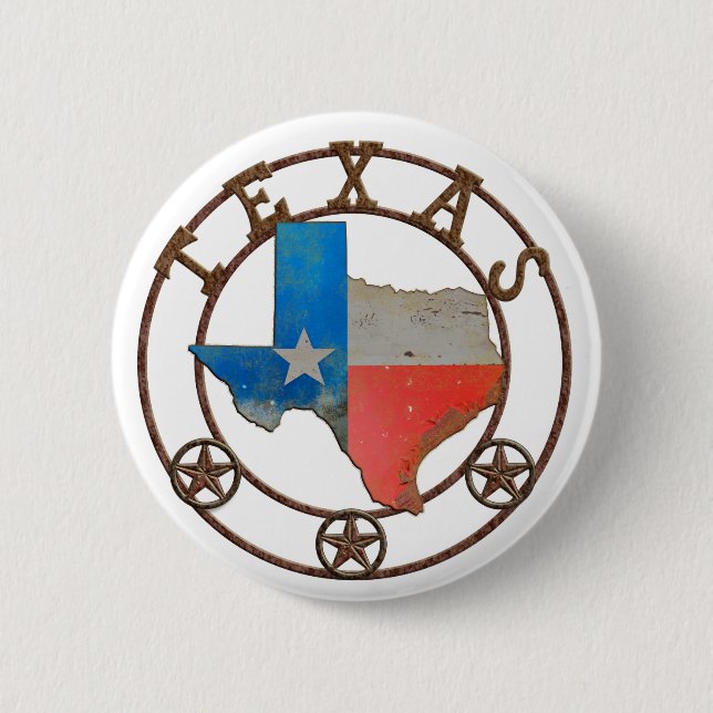 State of Texas Wrought Iron Pinback Button (Front)