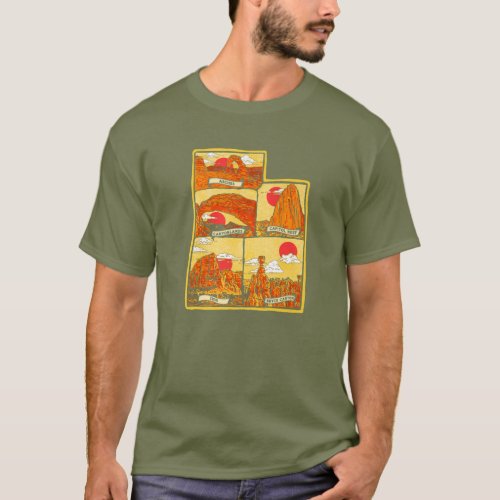 State Of Utah Five National Parks Arches Zion Capi T_Shirt
