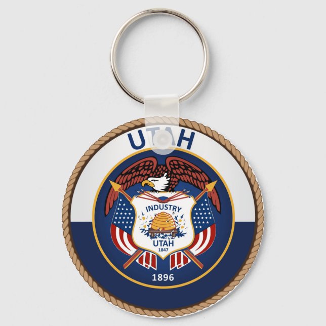 State of Utah Flag Seal Keychain (Front)