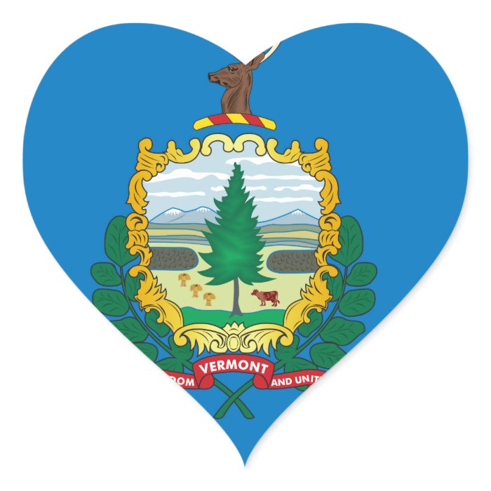 State of Vermont flag Heart Stickers