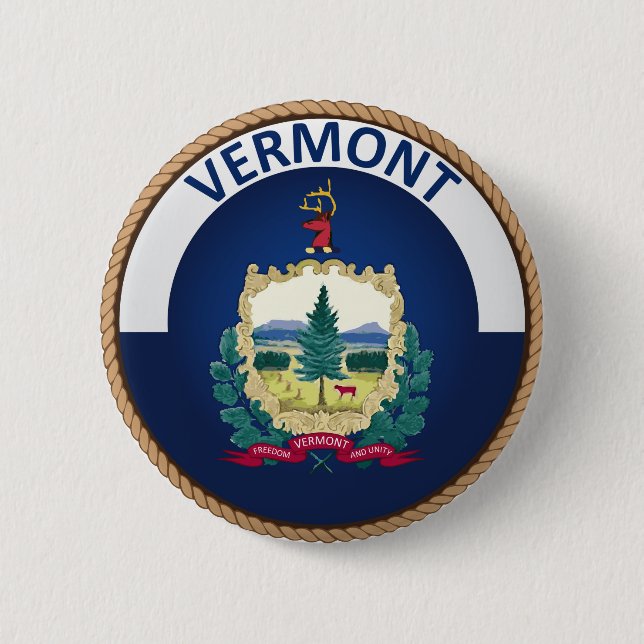 State of Vermont Flag Seal Button (Front)