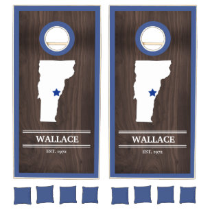 State of Vermont Personalized Woodgrain Cornhole Set