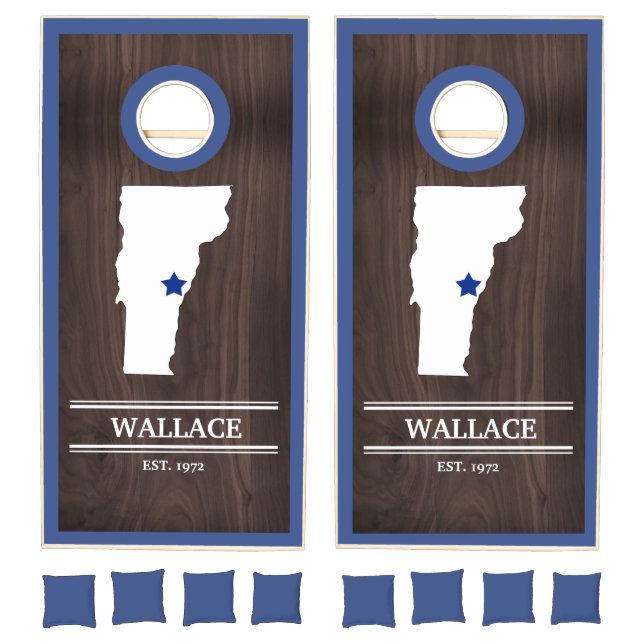 State of Vermont Personalized Woodgrain Cornhole Set (Set)