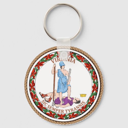 State of Virginia Flag Seal Keychain