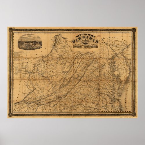 State of Virginia Map by West  Johnson 1862 Poster