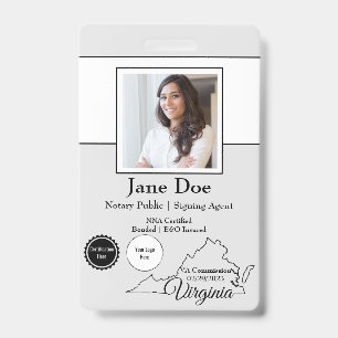 State of Virginia Notary Public Badge with QR Code