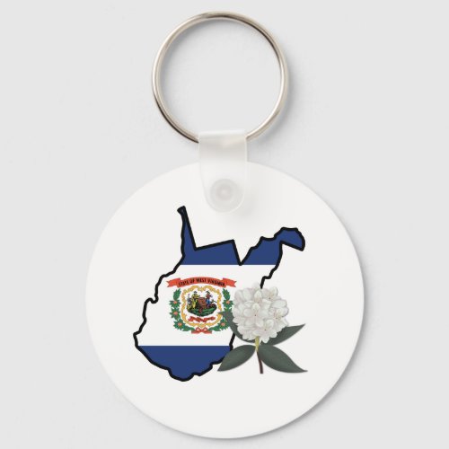 State of West Virginia Flag  Flower Rhododendron Keychain