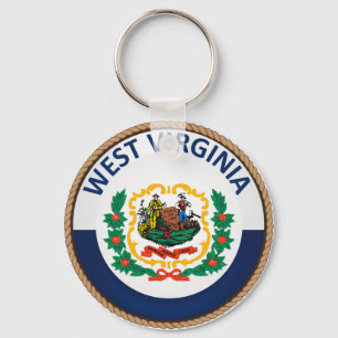 State of West Virginia Flag Seal Keychain
