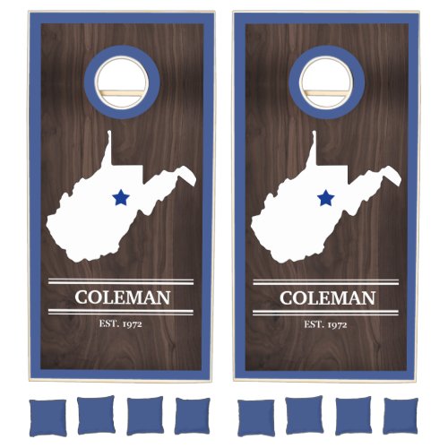 State of West Virginia Personalized Woodgrain Cornhole Set