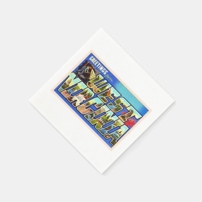 State of West Virginia WV Large Letter Postcard Napkins (Corner)