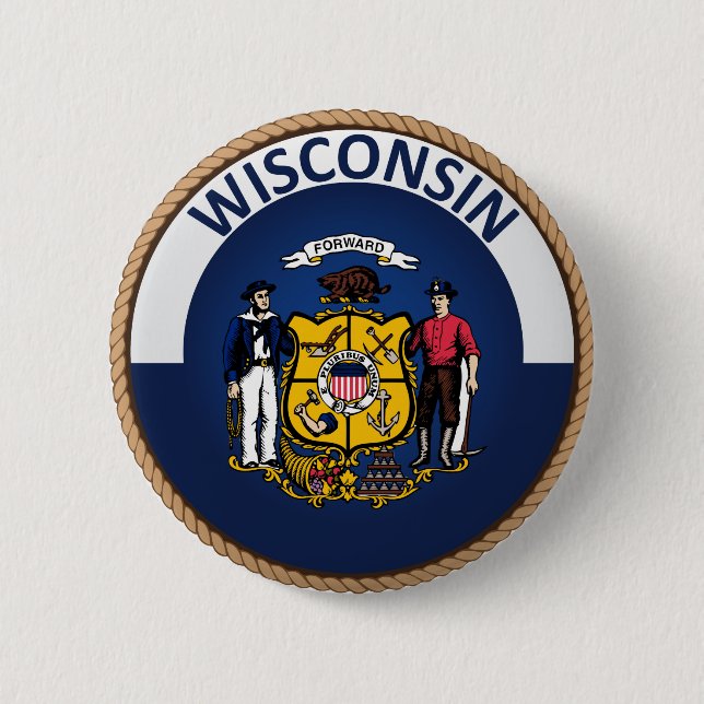 State of Wisconsin Flag Seal Button (Front)