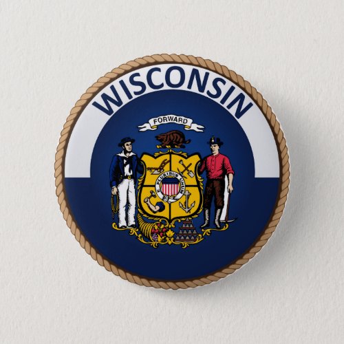 State of Wisconsin Flag Seal Button