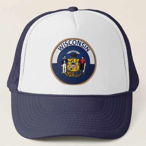 State of Wisconsin Flag Seal Trucker Hat