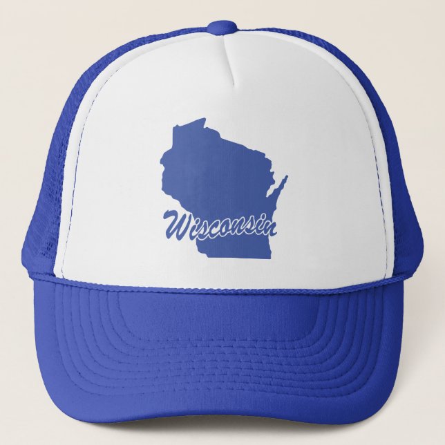 State Of Wisconsin Shape Trucker Hat (Front)