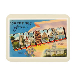 State of Wisconsin WI Old Vintage Travel Souvenir Magnet