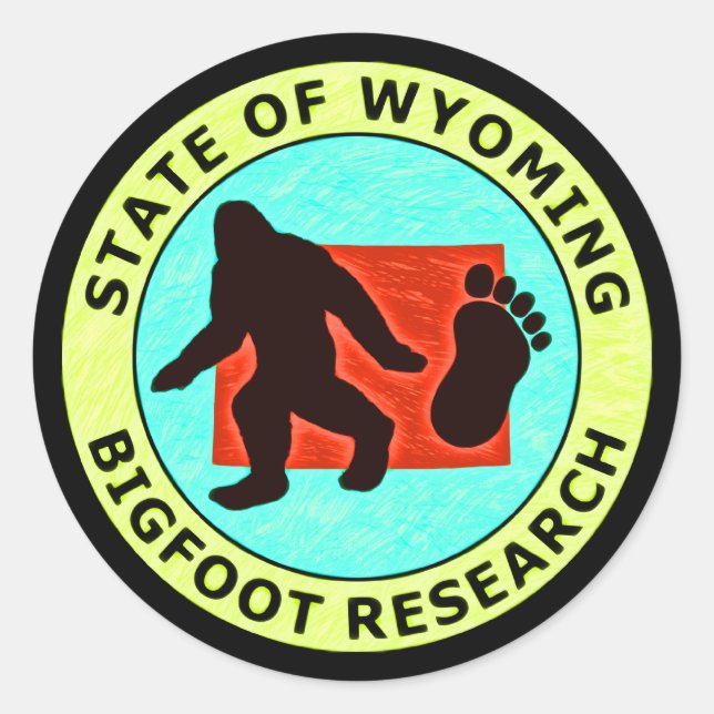 State of Wyoming Bigfoot Research Classic Round Sticker (Front)