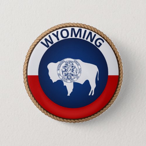 State of Wyoming Flag Seal Button