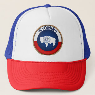 State of Wyoming Flag Seal Trucker Hat