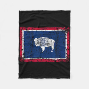 State Of Wyoming Flag Vintage Men Women Kids Gift  Fleece Blanket