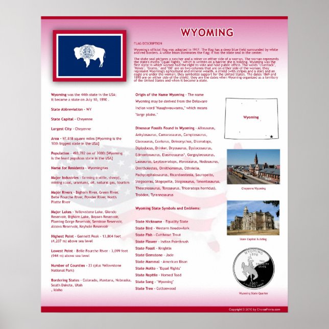 State of Wyoming,WY Posters (Front)
