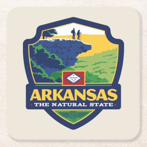 State Pride  Arkansas Square Paper Coaster