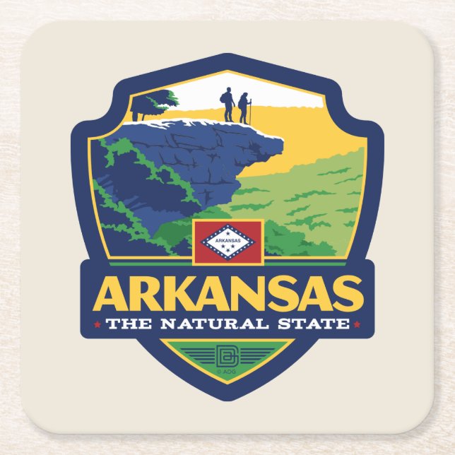 State Pride | Arkansas Square Paper Coaster (Front)