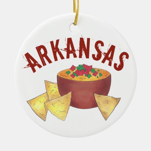 State Pride Arkansas Style Cheese Queso Dip Nachos Ceramic Ornament