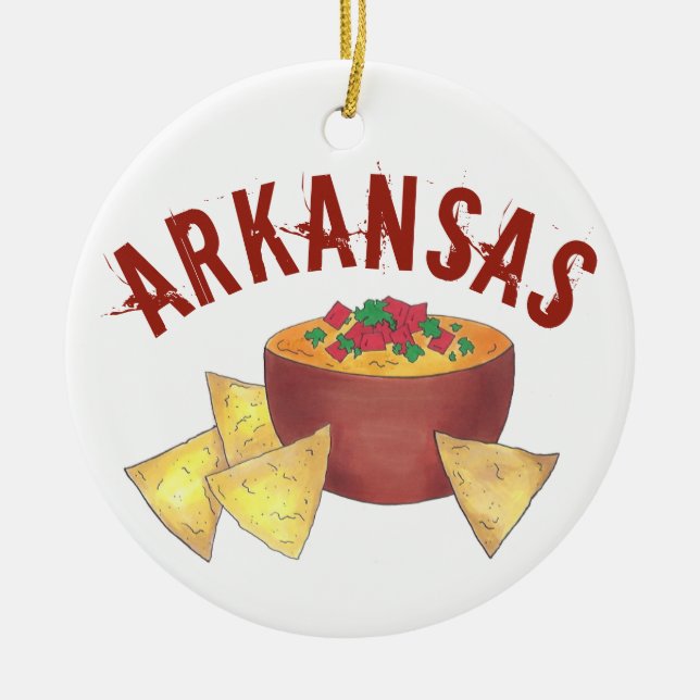 State Pride Arkansas Style Cheese Queso Dip Nachos Ceramic Ornament (Front)
