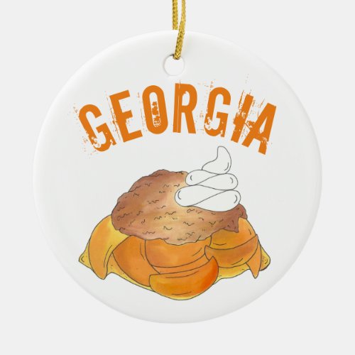 State Pride Atlanta Georgia Southern Peach Cobbler Ceramic Ornament