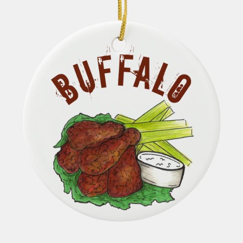 State Pride Buffalo New York Hot BBQ Chicken Wings Ceramic Ornament
