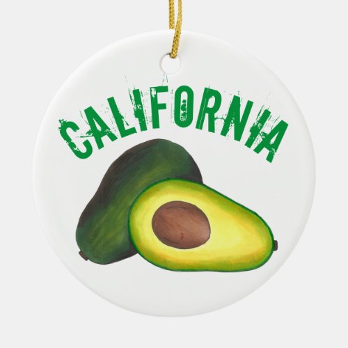 State Pride CA California Ripe Avocado Foodie Ceramic Ornament