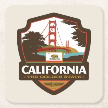 State Pride | California Square Paper Coaster by AndersonDesignGroup at Zazzle
