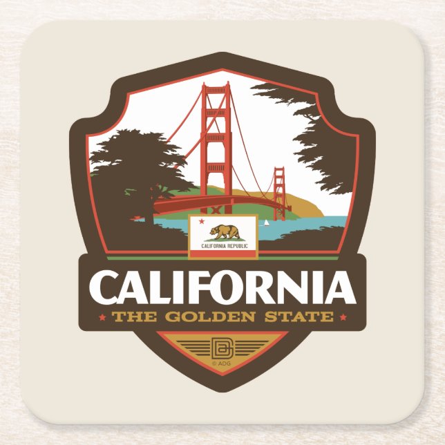 State Pride | California Square Paper Coaster (Front)