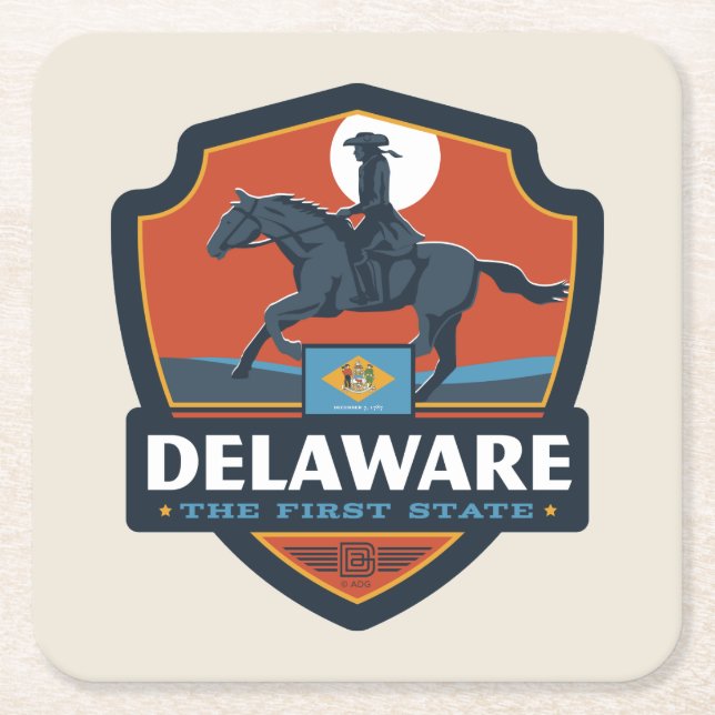 State Pride | Delaware Square Paper Coaster (Front)