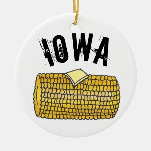 State Pride IOWA Buttered Corn on the Cob Ceramic Ornament