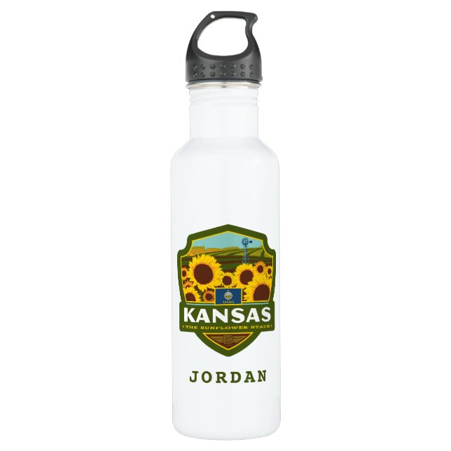 State Pride | Kansas Stainless Steel Water Bottle (Front)