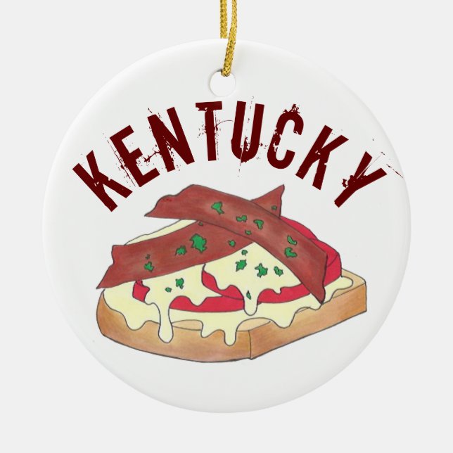 State Pride Kentucky Hot Brown Openface Sandwich Ceramic Ornament (Front)