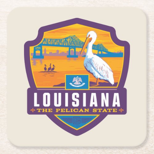 State Pride  Louisiana Square Paper Coaster