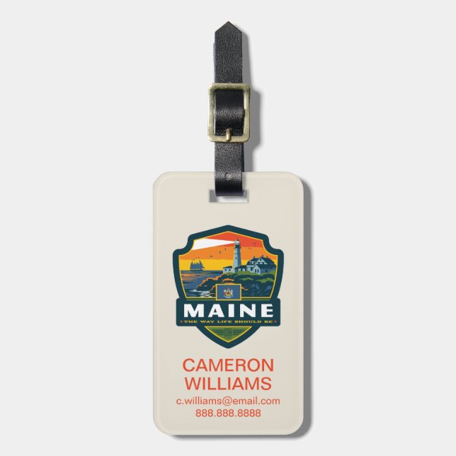 State Pride | Maine Luggage Tag (Front Vertical)