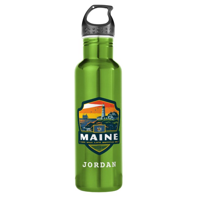 State Pride | Maine Stainless Steel Water Bottle (Front)