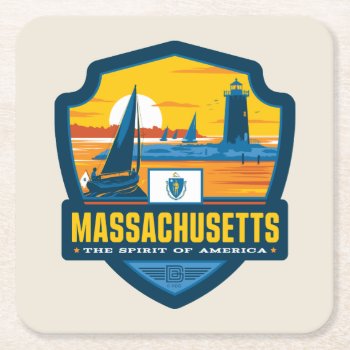 State Pride | Massachusetts Square Paper Coaster by AndersonDesignGroup at Zazzle