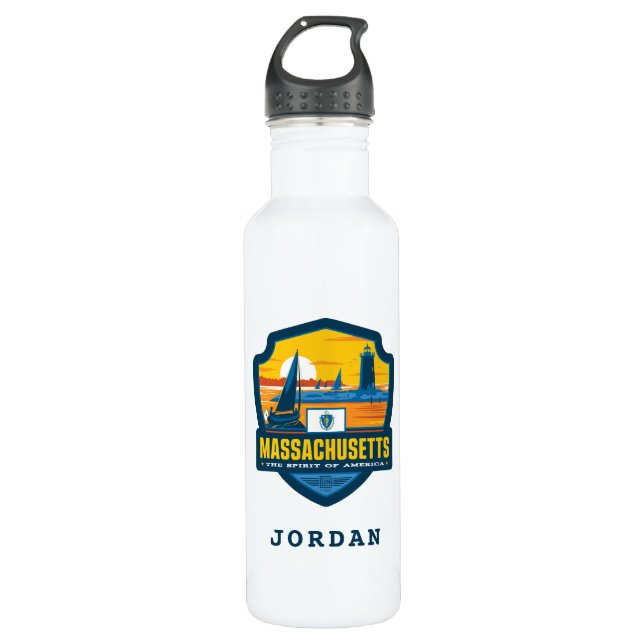 State Pride | Massachusetts Stainless Steel Water Bottle (Front)