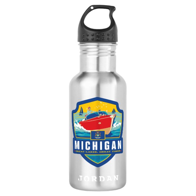 State Pride | Michigan Stainless Steel Water Bottle (Front)