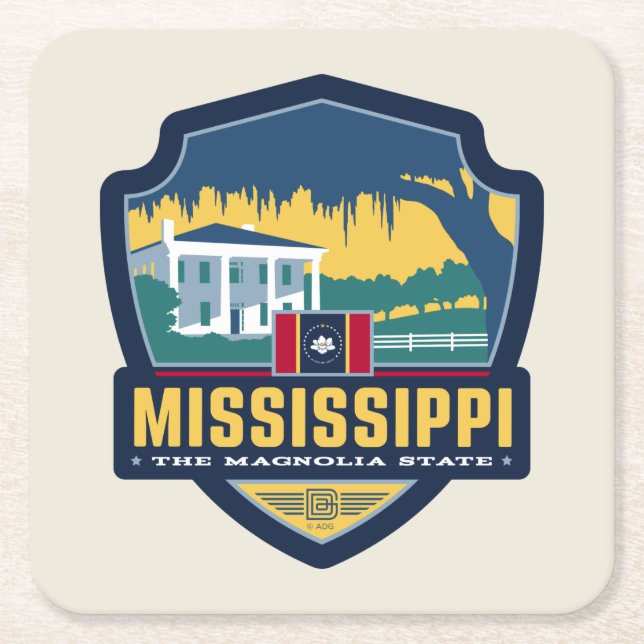 State Pride | Mississippi Square Paper Coaster (Front)